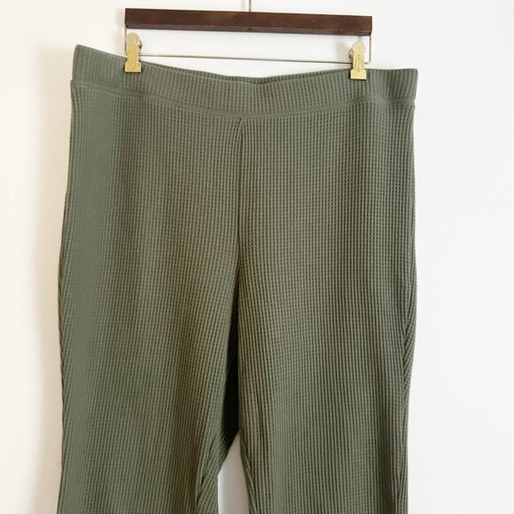 AERIE Waffle Knit Flare Lounge Sweatpants Olive Green XXL - Picture 3 of 8